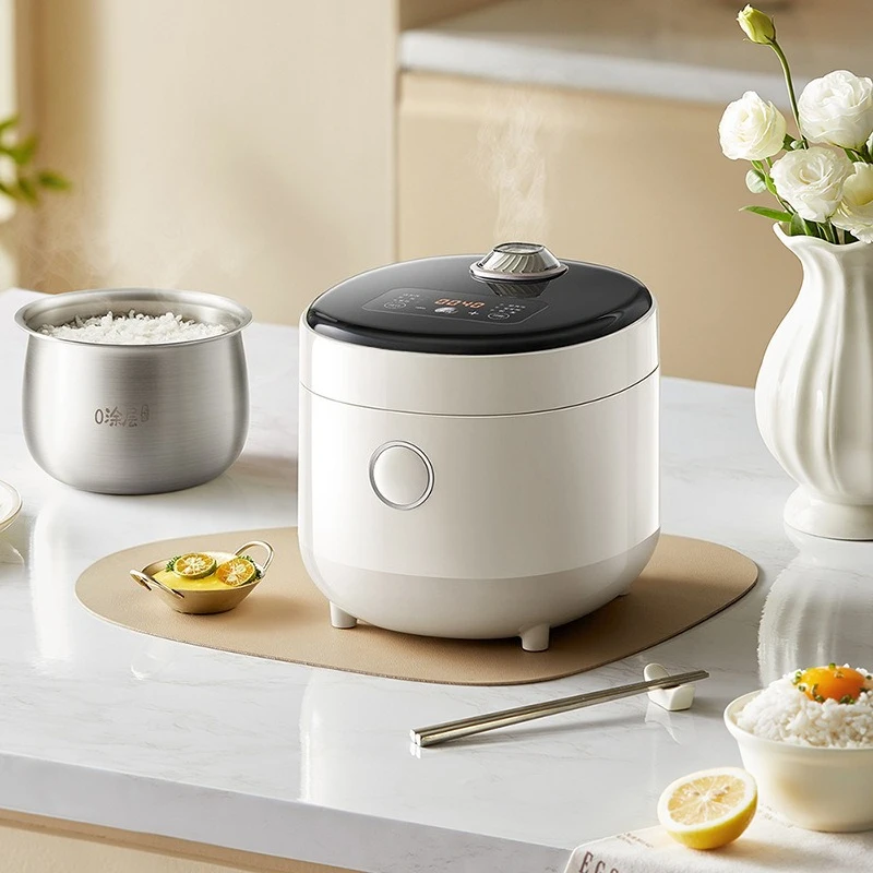 1.6L Mini Rice Cooker 316 Stainless Steel 0-Coating Inner Pot 1-3 Person Home Compact Non-Stick Porridge Soup Steamer Keep Warm