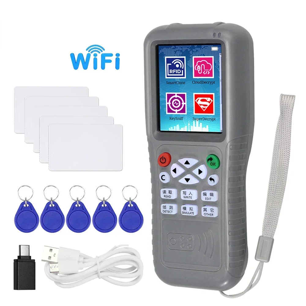 

WiFi RFID Copier Duplicator NFC Smart Card Reader Writer 125KHz 13.56MHz ID IC USB Programmer Mobile Phone Decode iCopy KEY X5