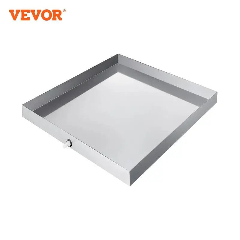 VEVOR Multi-Size Washing Machine Pan Stainless Steel Drip Drain Floor Overflow Catch With Welded Corners Drain Adapter Home Use