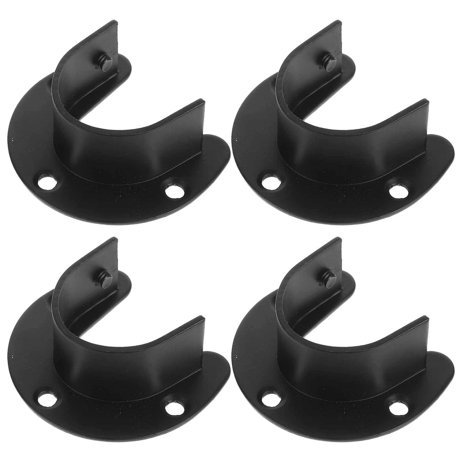 

4Pcs Stainless Steel Wall Mount Brackets for Curtain Rods Heavy Duty Closet Pole Holder Flange Socket Modern Bathroom Kitchen