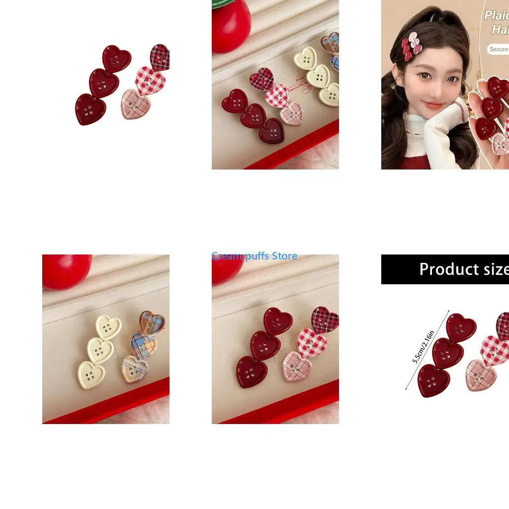 50LE Adorable and Heart Button Hair Clip Features Unique for Secure Grip Fashionable Styling Hair Accessories