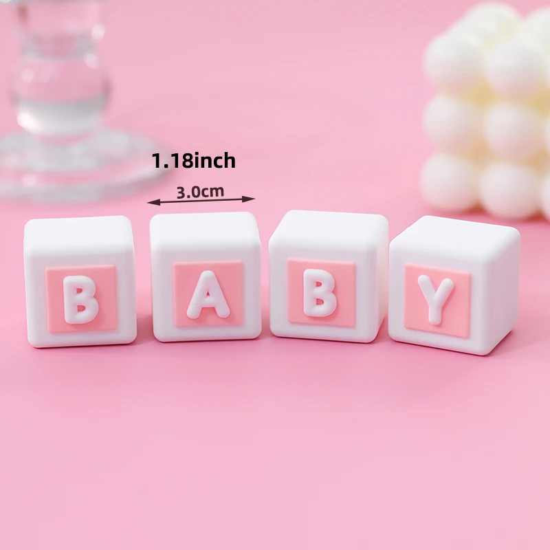Pink Bear Cake Topper New 3D Trojan, Bear, Building Blocks for Baby Shower Decoration Kids Happy 1st Birthday Party Supplies