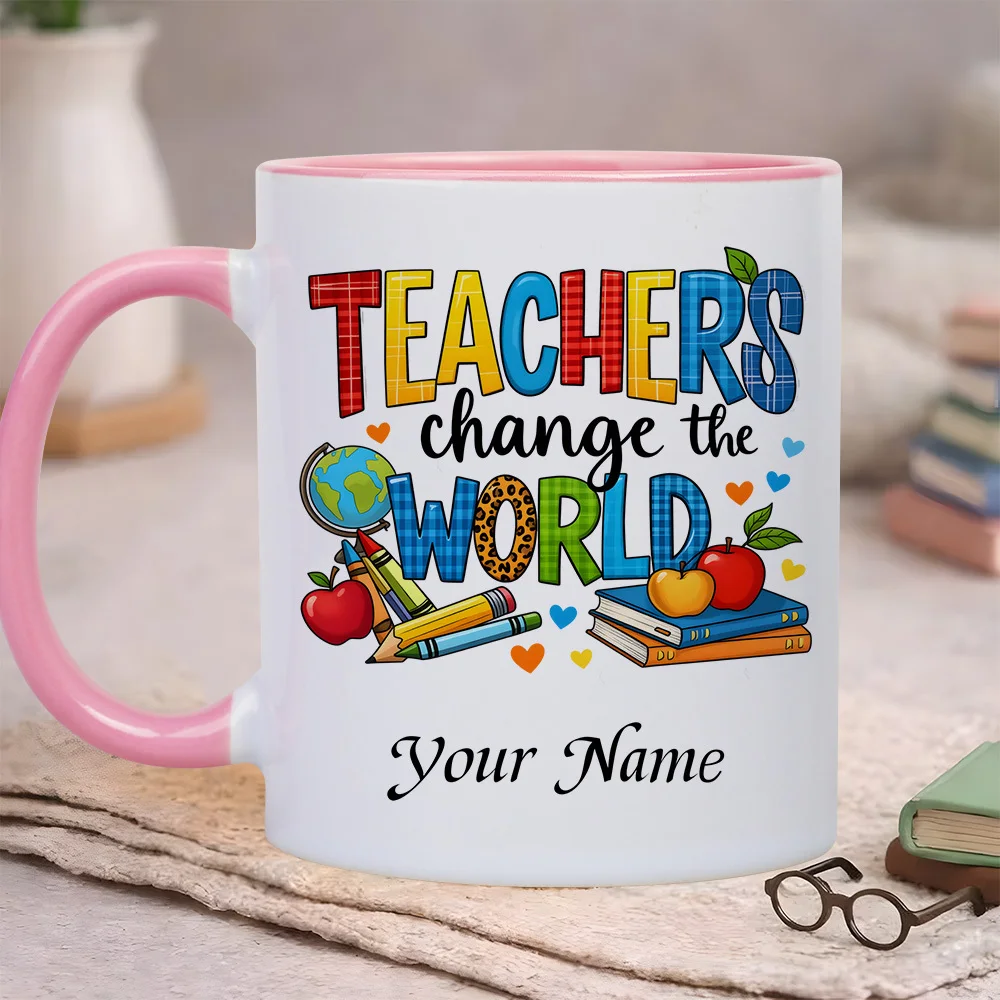

Personalized Name Mug Coffee Mug 11oz Ceramic Cup Teacher School Book Design Perfect for Both Hot Cold Beverages Teacher Gift