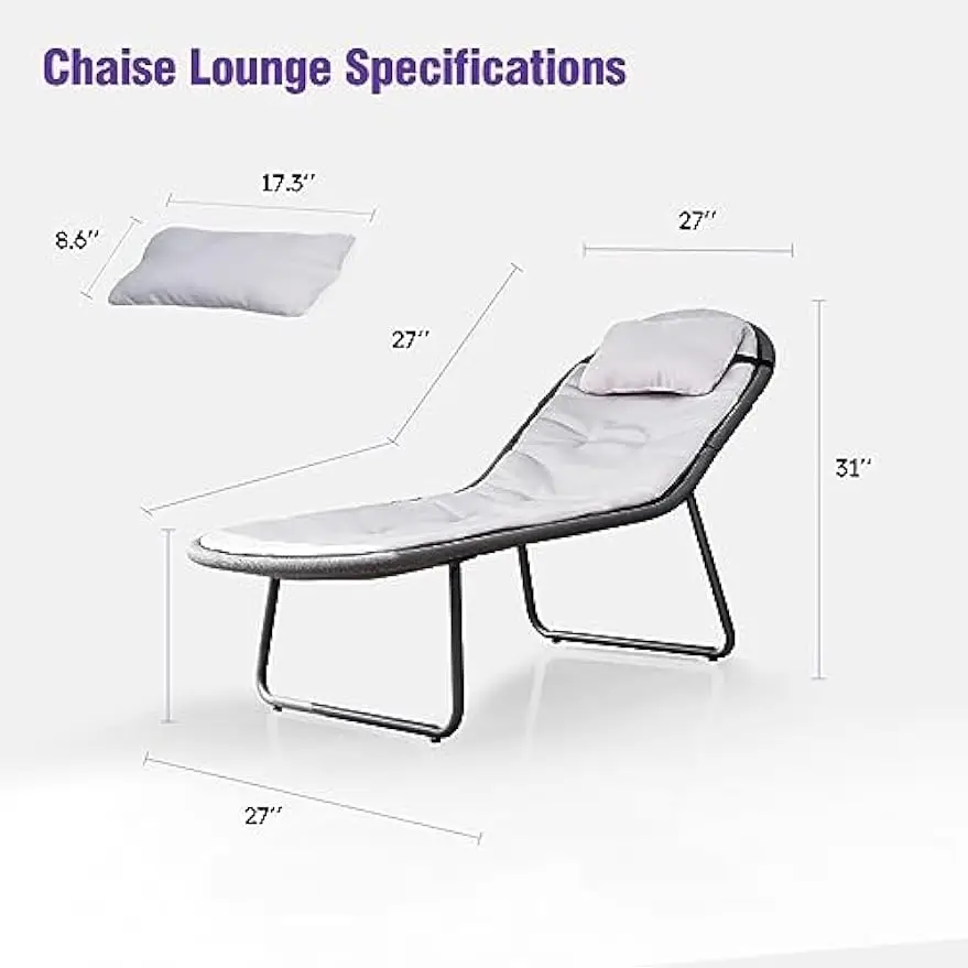 Chaise Lounge, 2 piezas, gris
