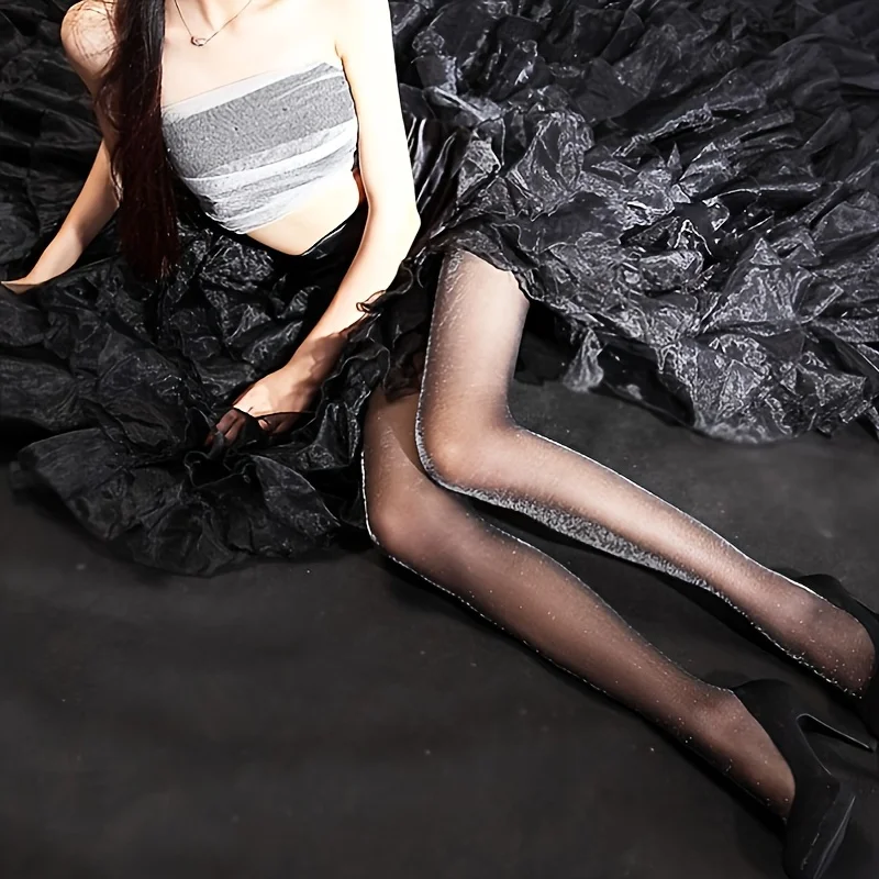 1 Stück schwarze, glänzende, transparente Strumpfhose für Damen, geeignet für den täglichen Gebrauch/Datumsangeln/Geburtstagsfeier/Festival-Versammlungen/Mädchen-Aufwand