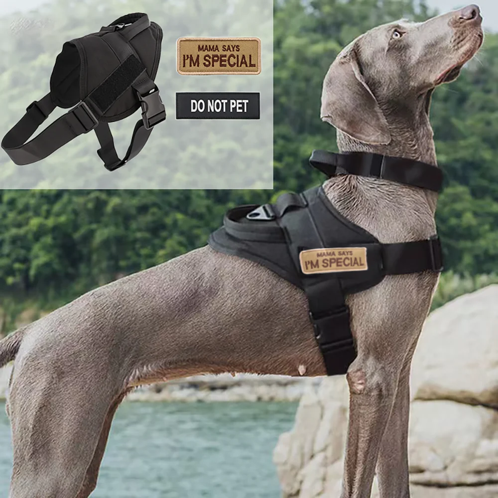 Large Dog Harness With Patch Service Tactical Vest For Dogs Training Hunting Molle Nylon  K9 Tactical Dog Harness