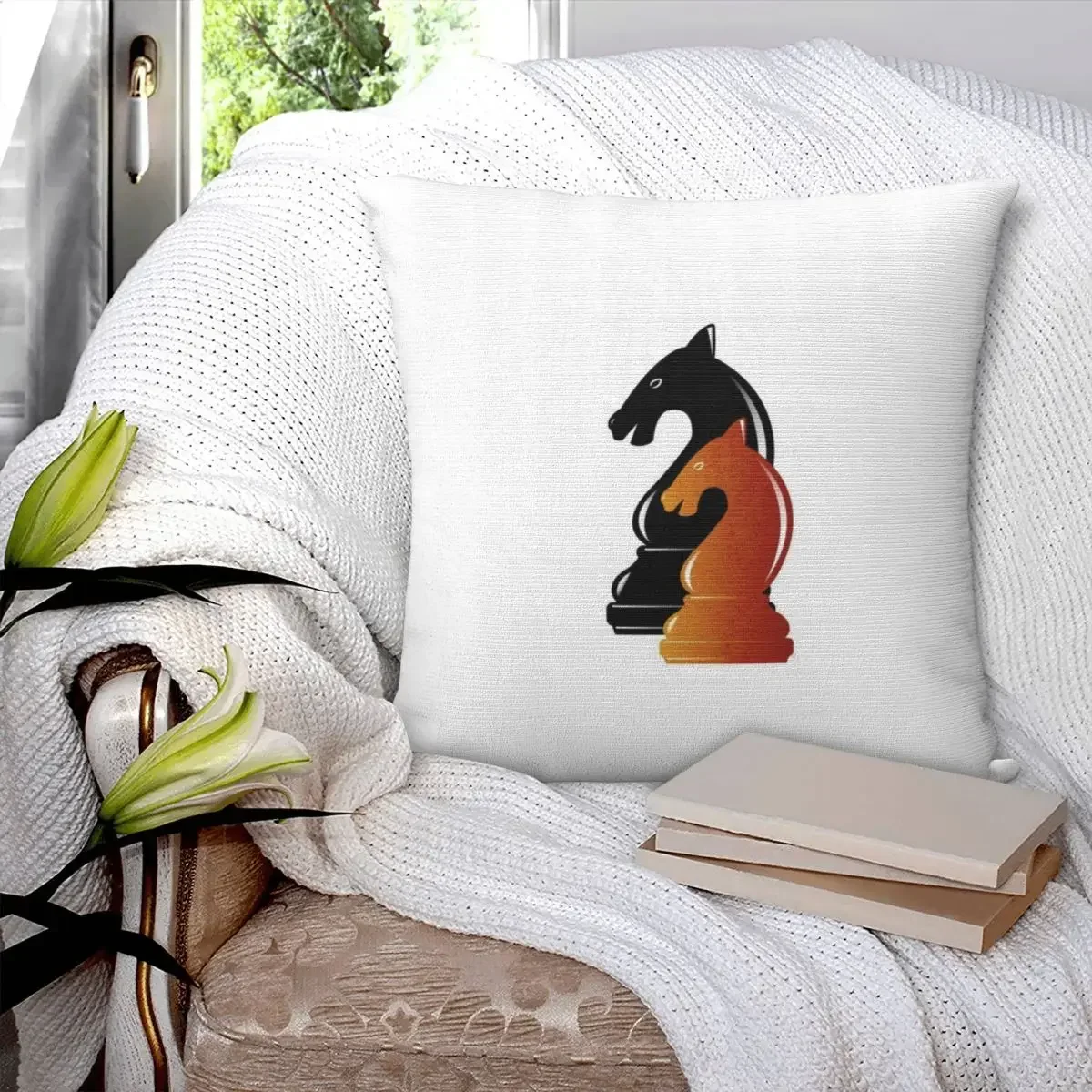 Chess Horse Square Pillowcase Pillow Cover Polyester Cushion Decor Comfort Throw Pillow for Home Sofa