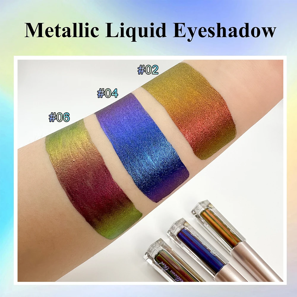 3 Stuks Metalen Vloeibare Kameleon Oogschaduw, Multidimensionale Oogmake-Up Duurzame Holografische Flash Multi-Color Oogschaduw Cosmetica