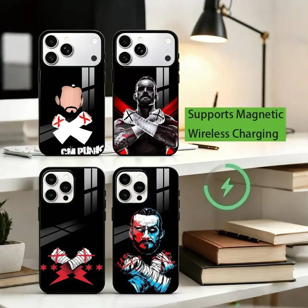 W-Wrestler C-CM P-Punk Phone Case For iPhone17,16,15,14,13,12,11 Plus,Pro Allows magnetic wireless charging