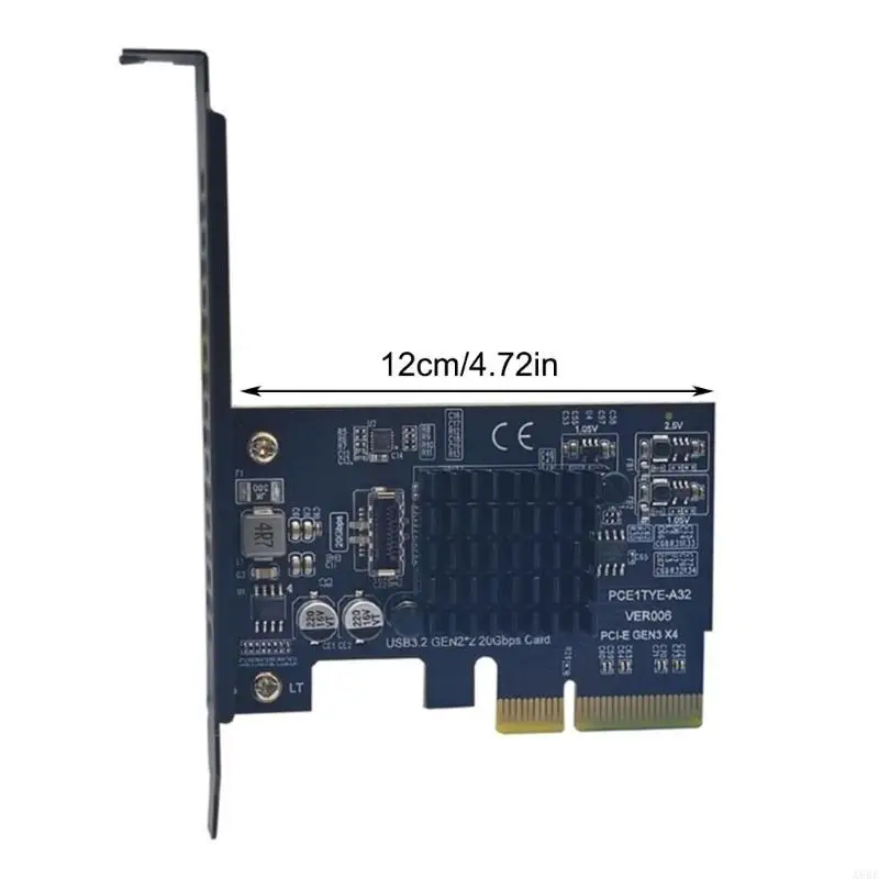 

652F PCIE Adapter Expansion Card Type C PCIExpress 4X to USB 3.2 Gen2x2 20 20Gbps TYPE C Expansion Card Adapter for PC