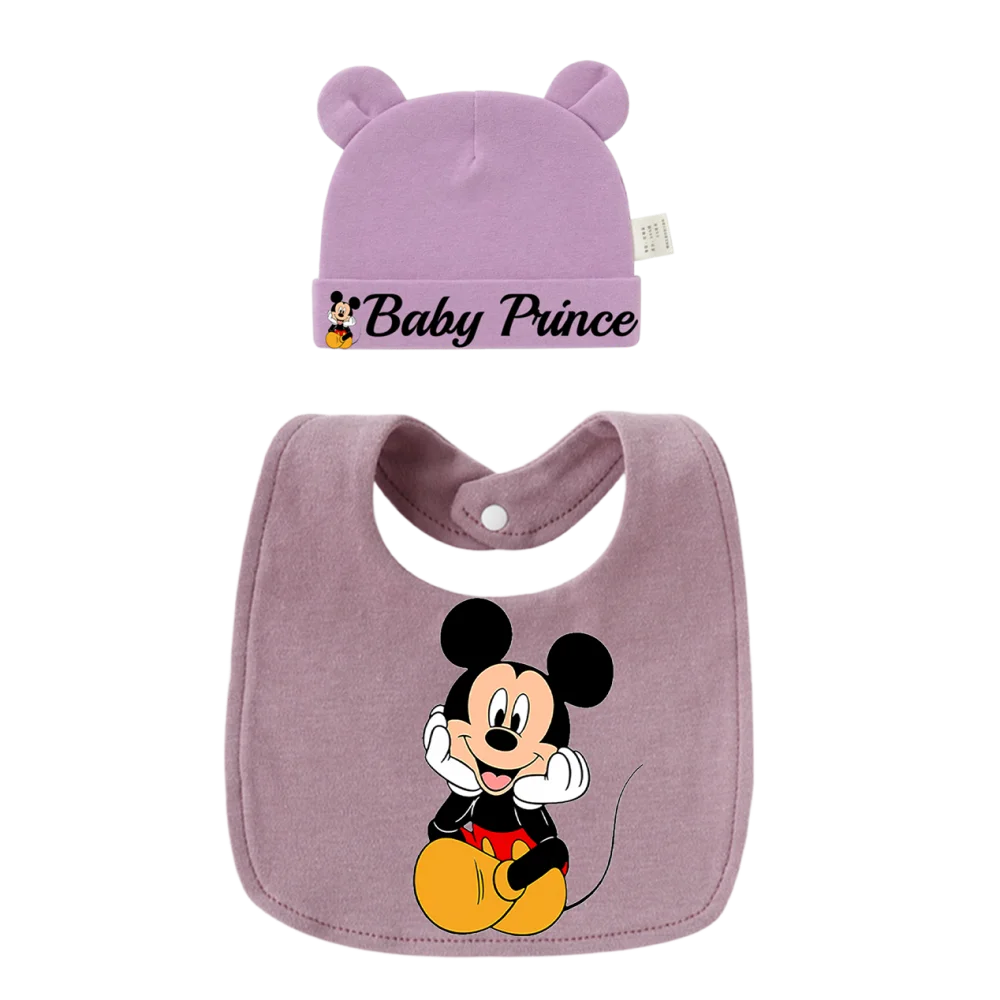 

2 pieces/batch of baby saliva towels cute printed bibs cotton baby caps boy/girl newborn burp cloth sets 0-12M