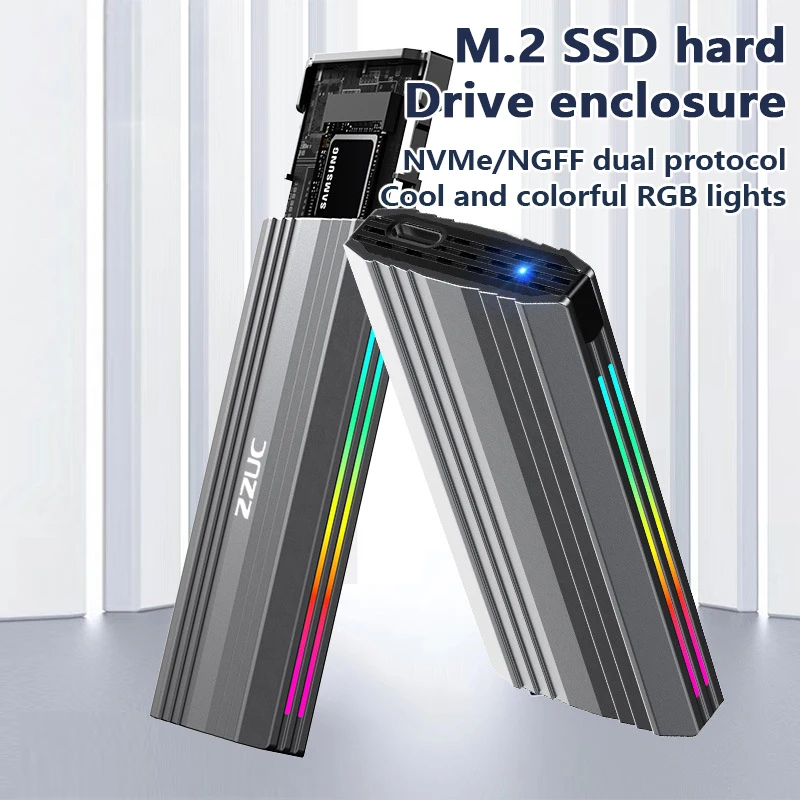 M18 M2 External Hard Drive Enclosure 5G/10GB Dual-Protocol NVME/SDD Type-C Solid-State Mobile Drive Case for USB-C Devices