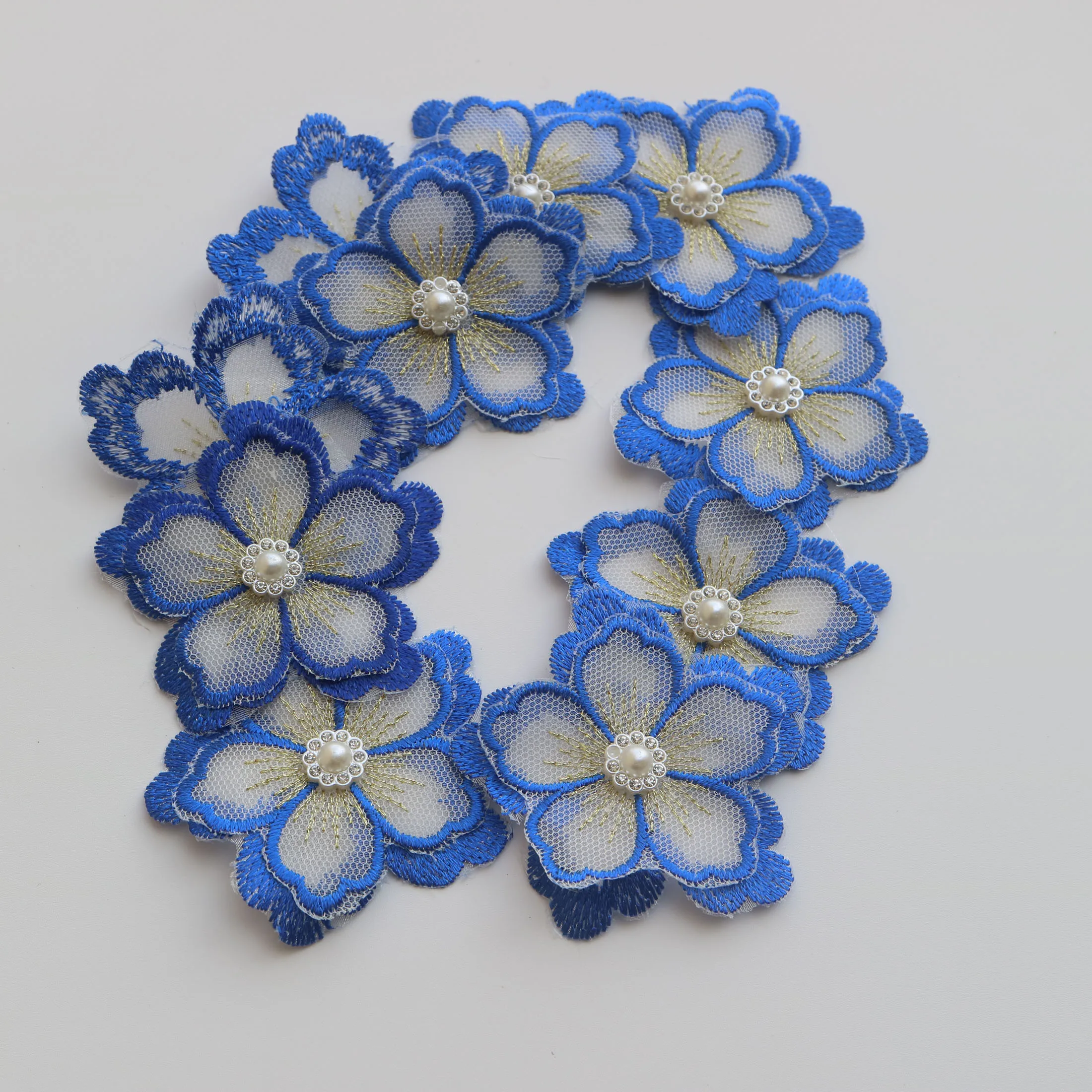 TOYANDONA 10pcs 3D Beaded Flower Patches - Embroidered Appliques For DIY Clothes, Bags, Crafts