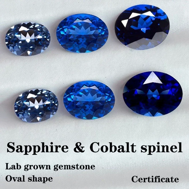 

Sapphire and Cobalt Spinel Lab Grown Gemstone Blue Color Oval Cut for DIY Jewelry Making Materials Top Quality with Certificate