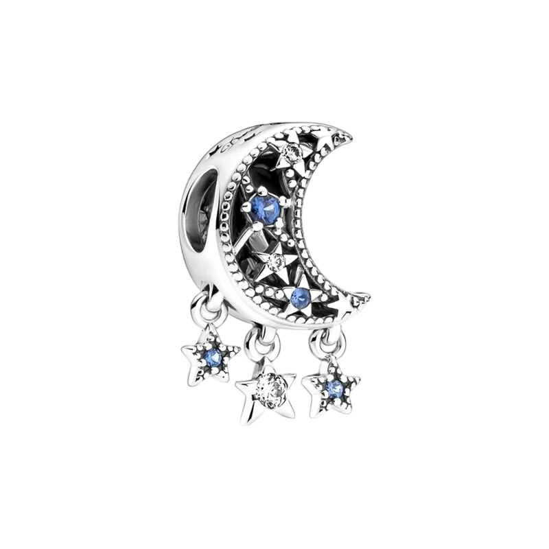 2025New نجوم والقمر خرز تميمة استرخى الأفعى صالح الأوروبي الأصلي الفضة سوار خرز قلادة Diy بها بنفسك مجوهرات النساء هدية