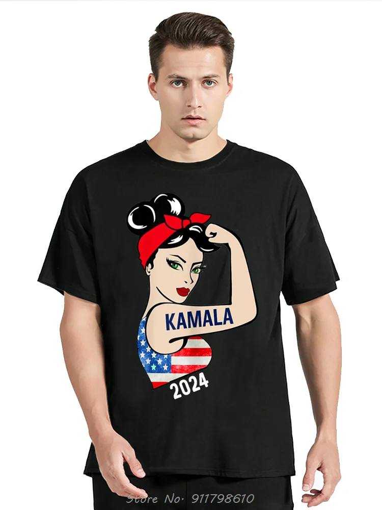 Kamala Harris 2024 President Classics  America Flag Vote Short Sleeve T-Shirt For Comfortabl O-Neck Tshirt Men's Clothing