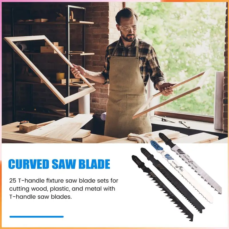 مجموعة شفرات منشار تهزهز مكونة من 25 قطعة من A93Z، شفرات على شكل حرف T لقطع الخشب والبلاستيك والمعادن