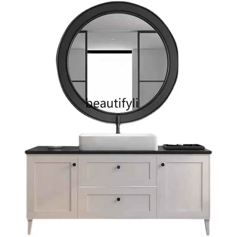 

Light Luxury Bathroom Cabinet Combination Oak Bathroom Table Hand Washing Washbasin Y
