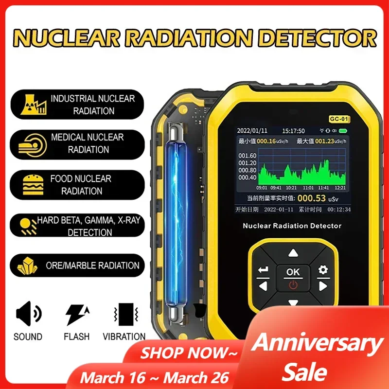 Personal Dosimeter X-ray Gamma-ray Beta Ray Radioactivity Tester Marble Detector Geiger Counter Nuclear Radiation Detector