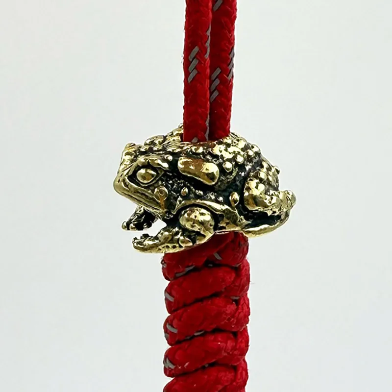 Brass Animal Toad Knife Beads Keychain Lanyard Pendants DIY Outdoor EDC Paracord Accessories Frog Umbrella Rope Woven Hangings