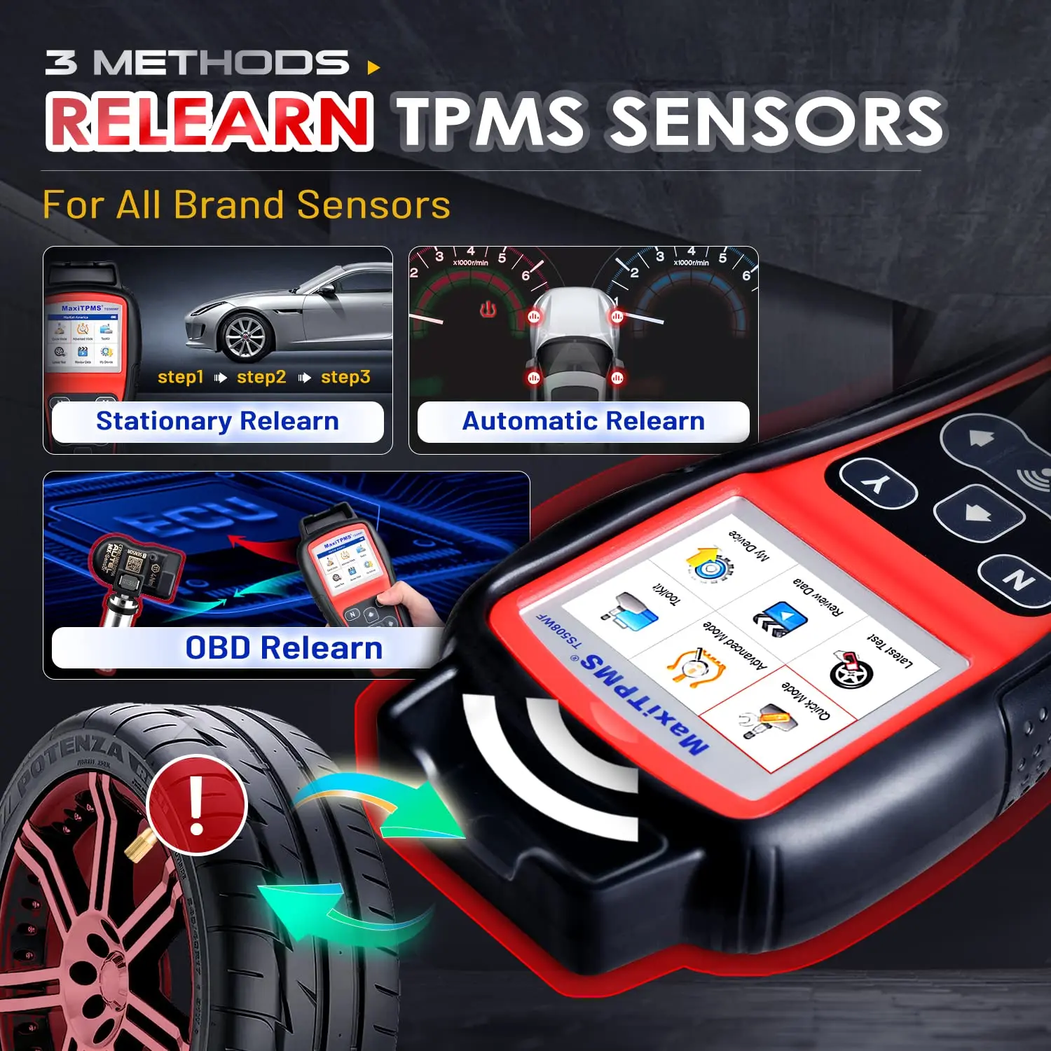 2024 Autel TS508WF TPMS MX-sensor 315/433MHz Car Diagnostic WiFi Programing Service Tool Tire Repair Program Activate Relearn