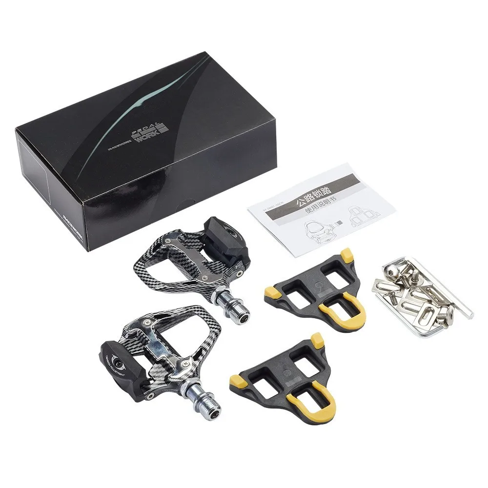 RACEWORK Carbon Fiber Pedals Self-Locking Suitable for SHIMANO or LOOK Road Bike High Quality Bearing Pedals Bicycle Parts