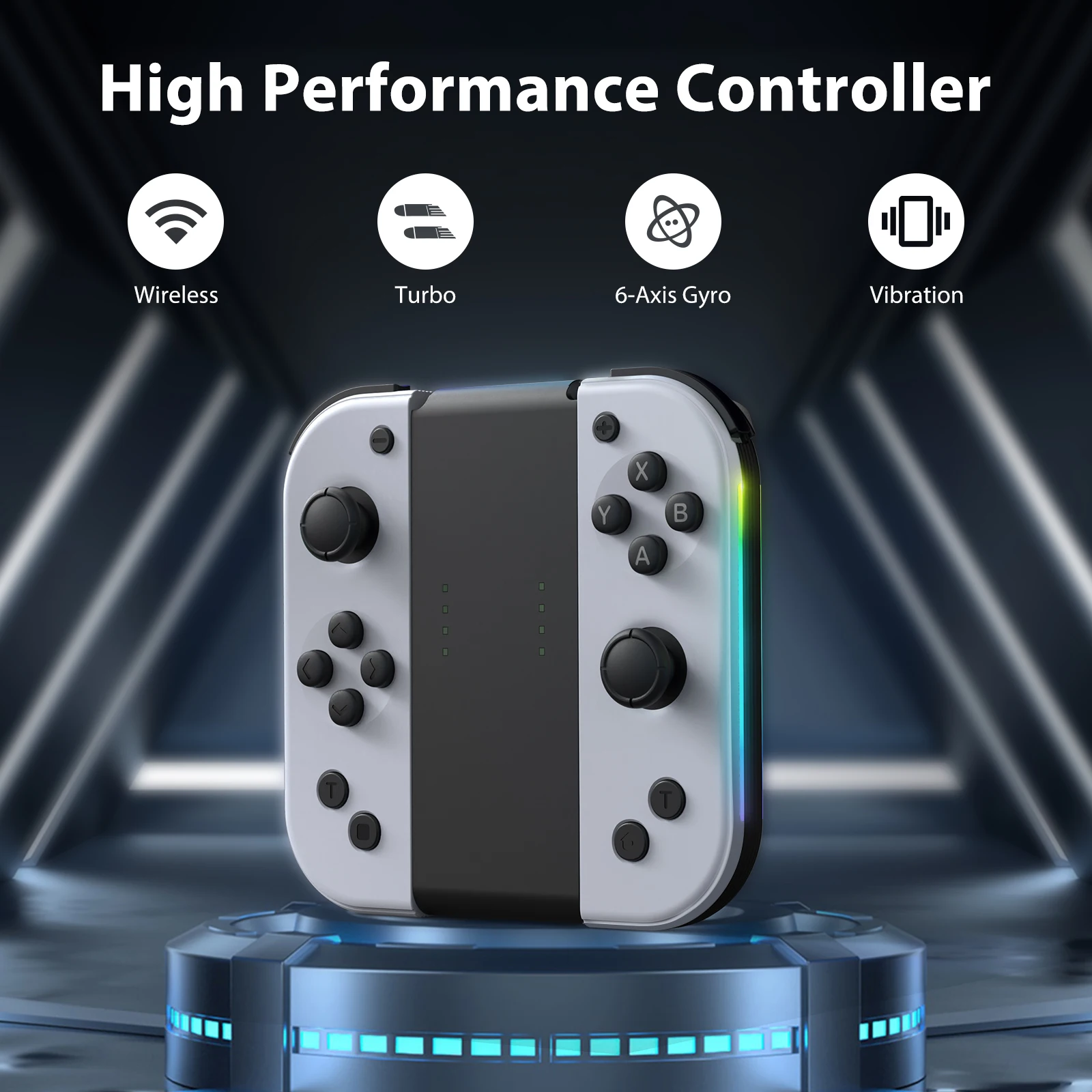 Controller for Swith Colorful RGB Light Game Controller (L/R) Wireless joycon for Switch Oled Dual Vibration/Motion