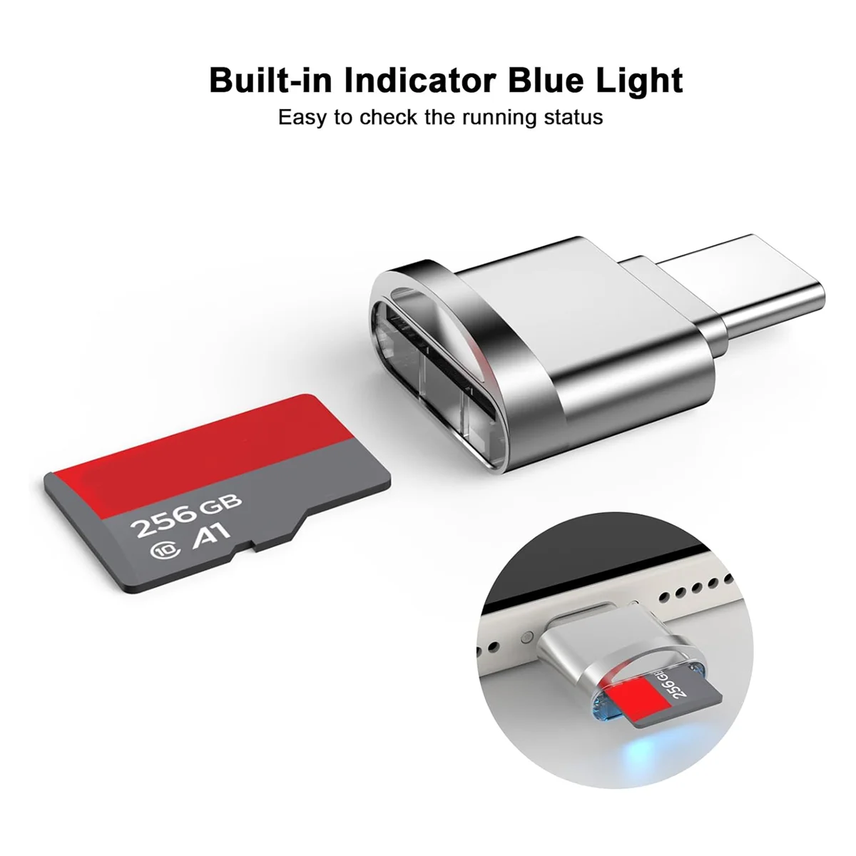 Micro-SD Card Reader Adapter, USB Type C to Micro-SD/TF Card Reader Micro-SD Card Adapter for HUAWEI Type-C,B JDJ