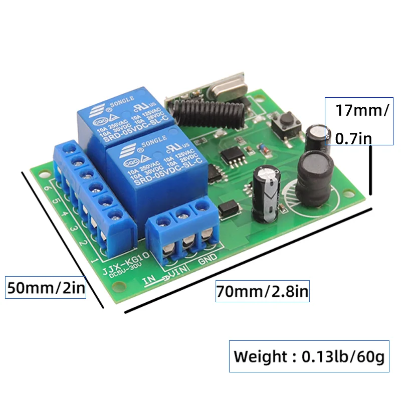 Télécommande sans fil universelle 433Mhz DC6V 12V 24V, relais rf 2CH et émetteur 4B pour porte/moteur/lumière/appareil ménager/bricolage