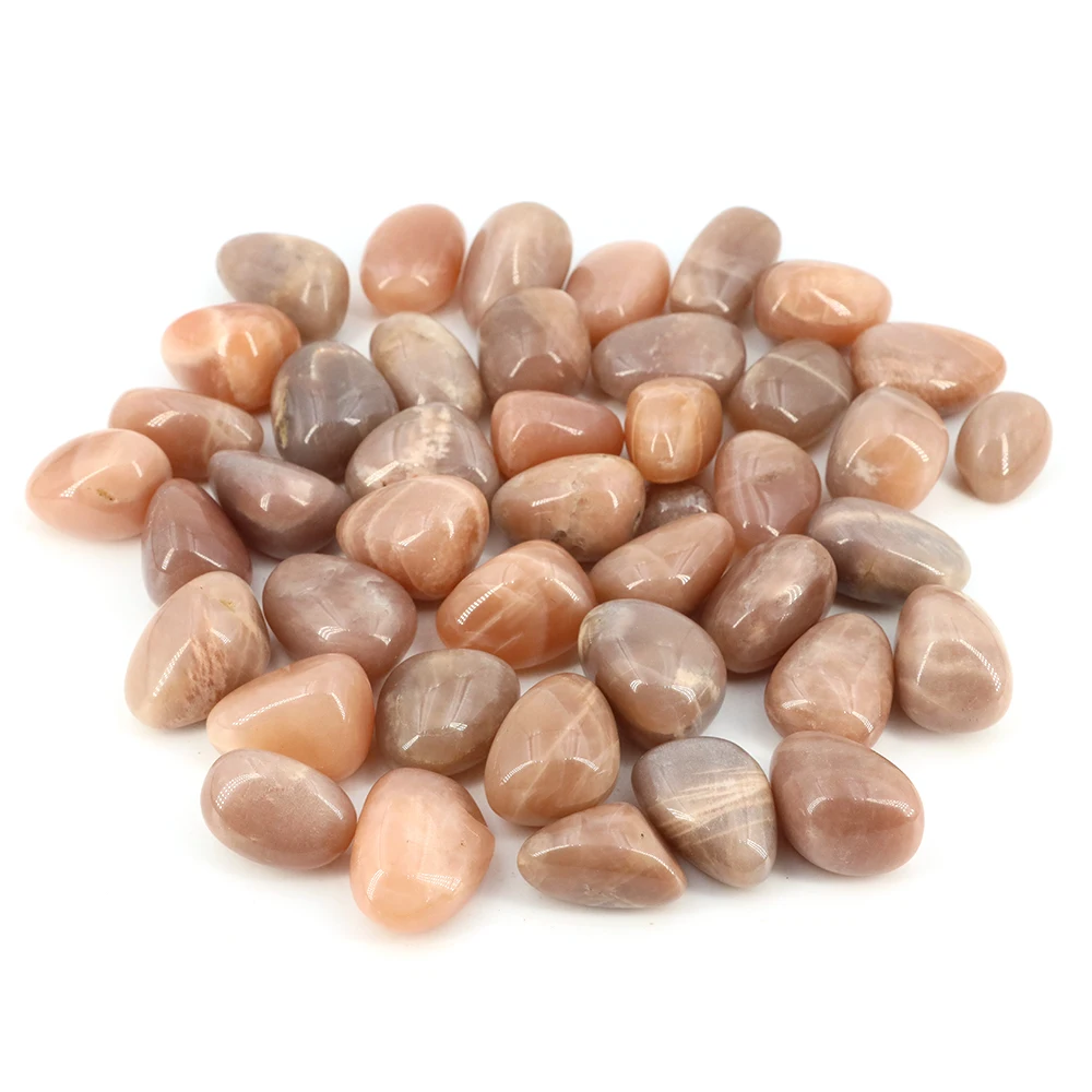 Natural Peach Moonstone Tumbled Stones Bulk Rocks Gemstones Healing Crystals for Home Garden Fish Tank Aquarium Decoration