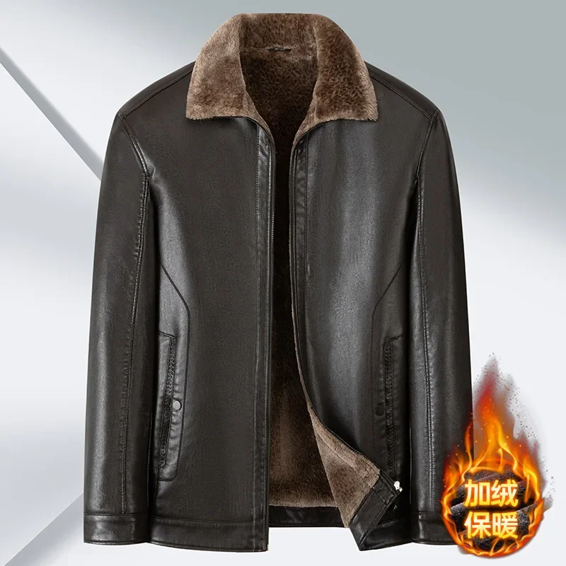 New Arrival Fashion Suepr Large Winter Men's Lapel Plush PU Leather Jacket Plus Size XL 2XL 3XL 4XL 5XL 6XL 7XL 8XL