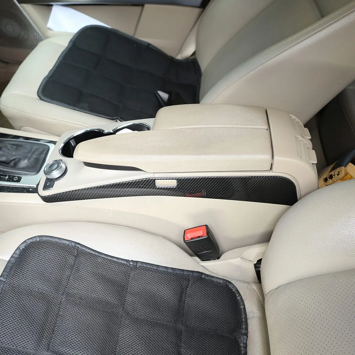 

For Mercedes Benz GLK X204 2008-2015 Carbon Fiber Central Control Armrest Box Side Trim Decorative Cover Sticker-M54K