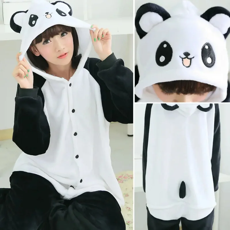 Uma casa anime traje adultos animal onesies panda sapo urso pijamas feminino inverno engrossar quente pelúcia sleepweap1p2t 2025 novo