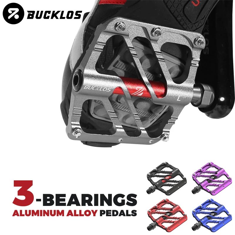 

BUCKLOS 3 Bearings Bicycle Pedals CNC Aluminium Non-Slip MTB Bike Pedals Ultralight Mountain Bike Cycling Sealed Bearing Pedals