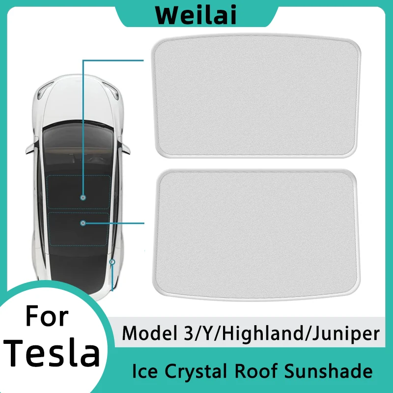 

Car Roof Sunshade for Tesla Model 3/Y/Highland/Juniper 2025 Accessories Cloth Buckle UV Rays Protection Foldable Sunroof Shade