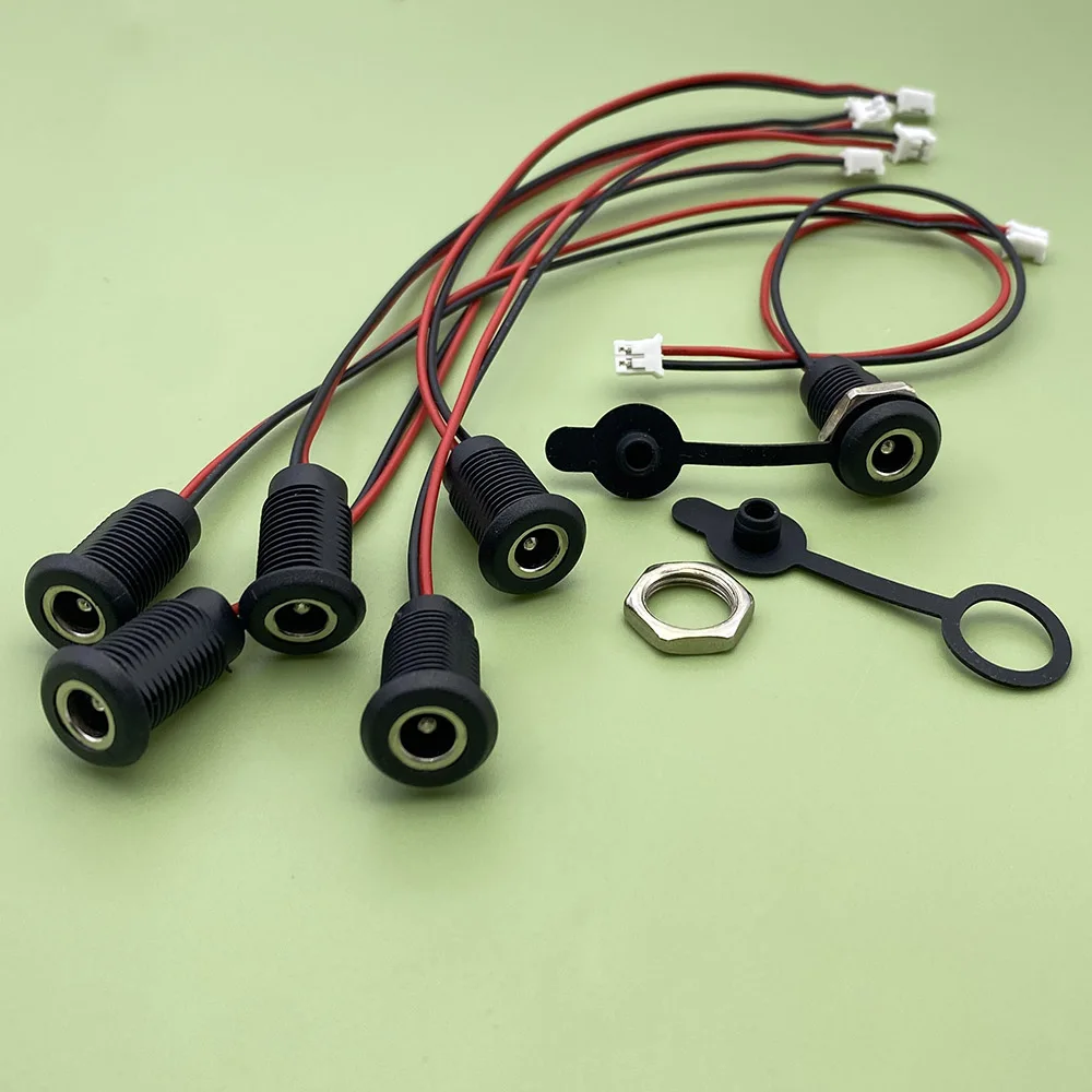 1-10 pcs DC 5.5*2.1mm 2A 24AWG Socket DC Power Supply Jack Socket Plug Female Panel Mount Connector 5.5mm 2.1mm ph2.0 Adapter