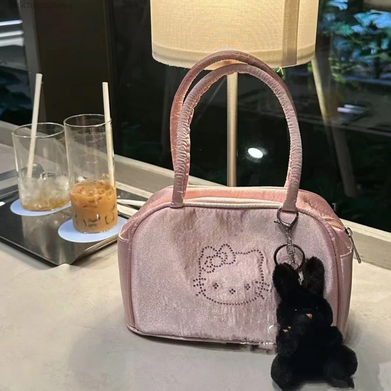 Sanrio Hello Kitty Silk Pink Cute Handbag New Trendy Kawaii Lolita Bag Tote Fashion Aesthetic Harajuku Handbag Female Shopping