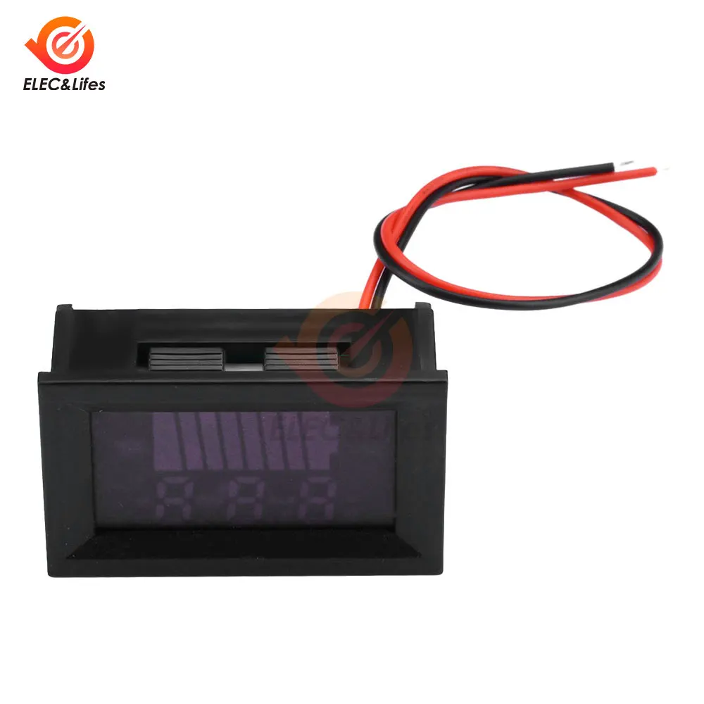 Car Lead acid Battery Charge Level Indicator 12V 24V 36V 48V 60V 72V Lithium Battery Capacity Meter Tester LED Display Voltmeter