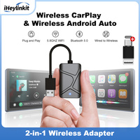 iHeylinkit 2 in1 CarPlay Wireless Adapter CarPlay Mini Box Android Auto Dongle For Benz Audi Mazda Kia Toyota VW OEM Car Radio