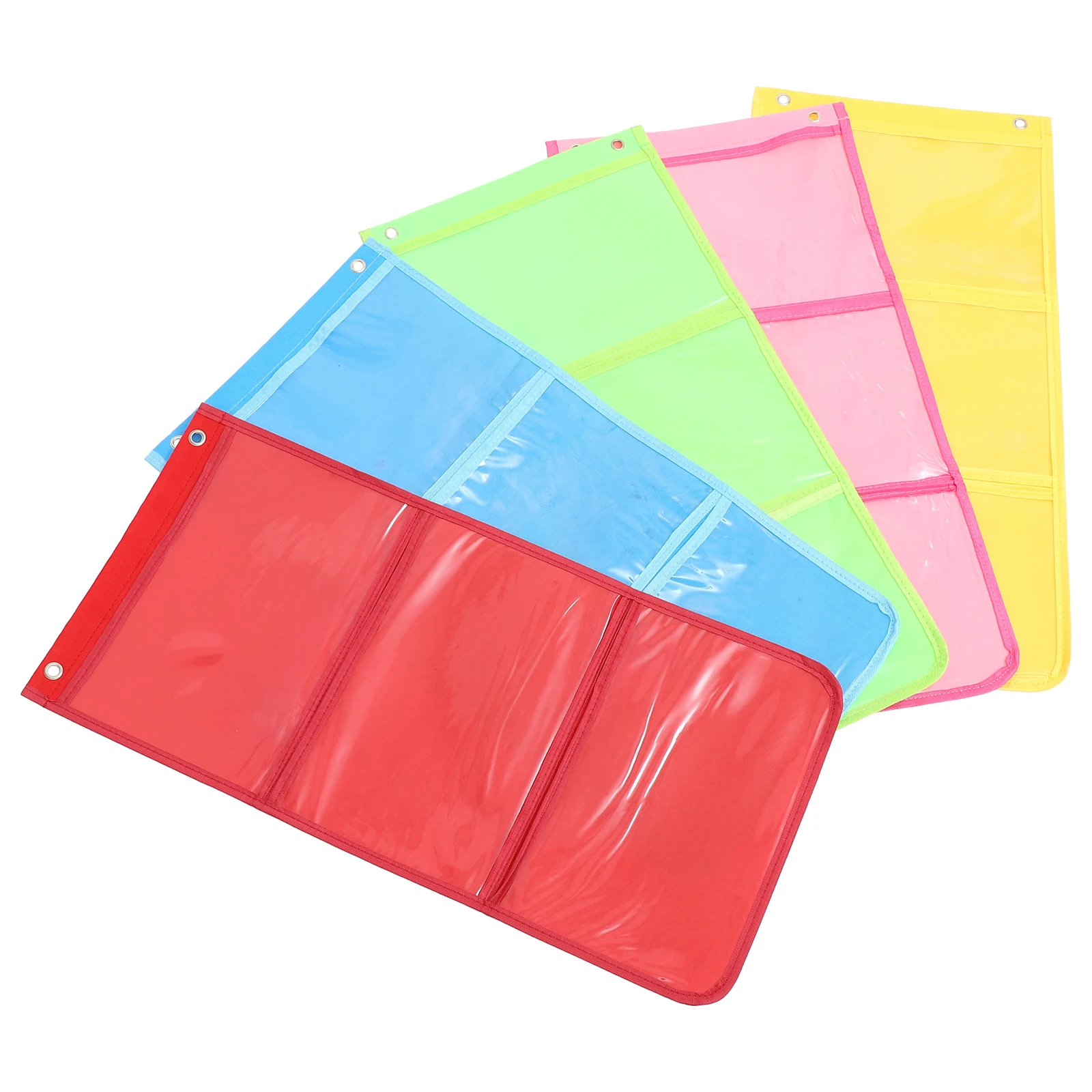 

5pcs A4 Painting Storage Bag Felt 3 Grids Colorful Kids ganizer Wall Hanging Pocket Teaching Supplies Display Bag