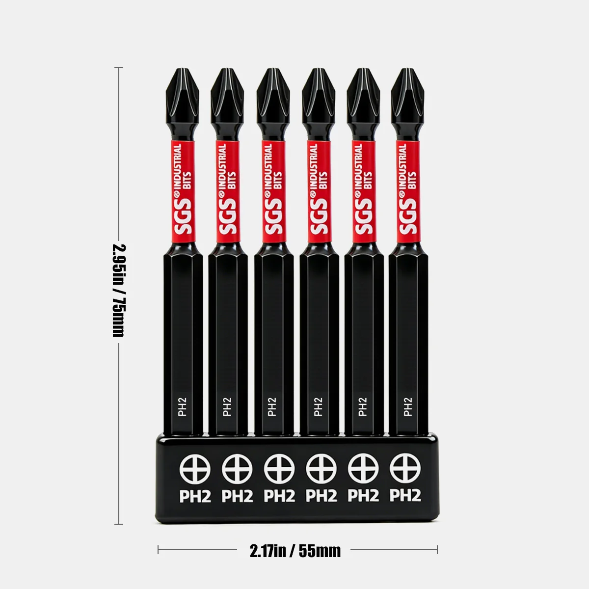 75Mmph2 Cross Impact Screwdriver Bits, 6-Piece Set, S2 Alloy Steel, High Hardness, Household DIY Auto Repair Tools