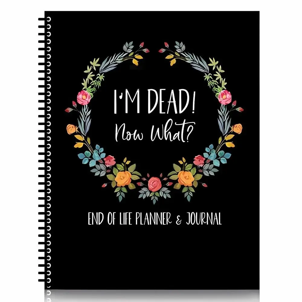 Planejador de fim da vida que reduz o estresse, estou morto agora, o que planejador de livros guiado ao estou ido, livro de trabalho, caderno de planejamento de legado