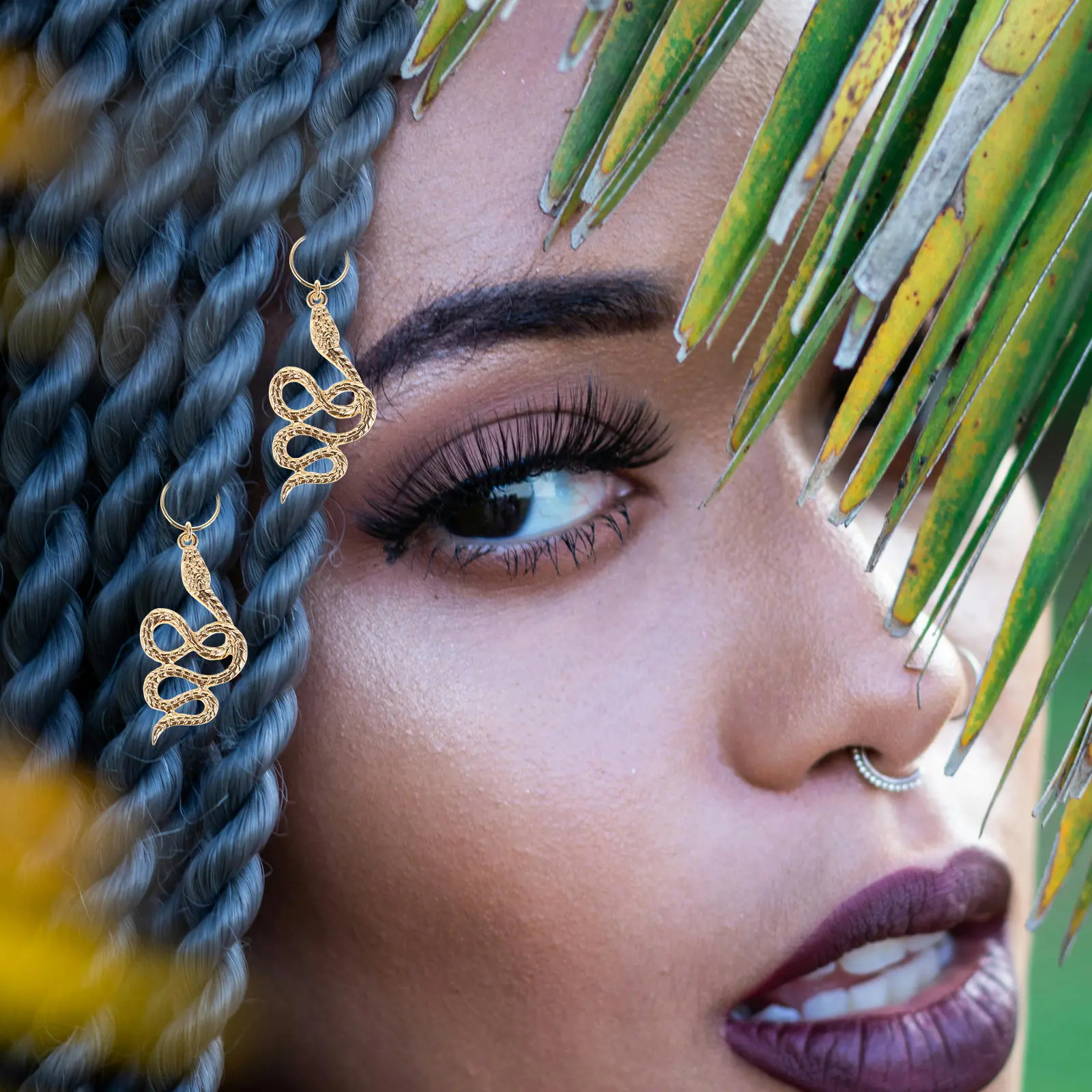 

6Pcs Snake Hair Accessories African Dreadlock Clips Ethnic Spiral Snake Hair Charms Halloween Braids Jewelry Dreadlock Jewelry