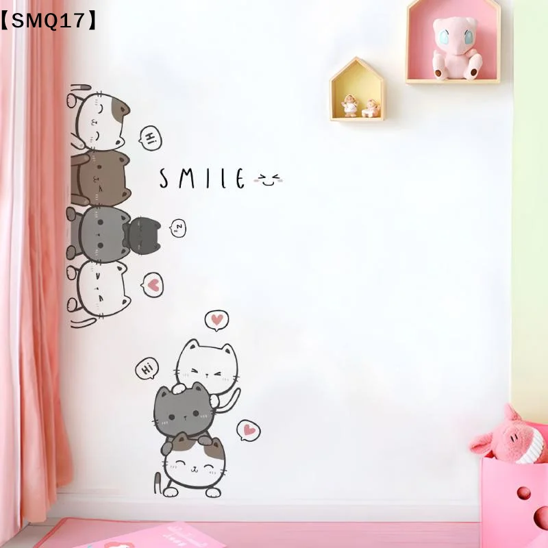 1Pc Furniture Cartoon Cute Cat Wall Stickers For Door Home Decor Accessories Living Room Kids Room Decoration Wall Decal【SMQ】