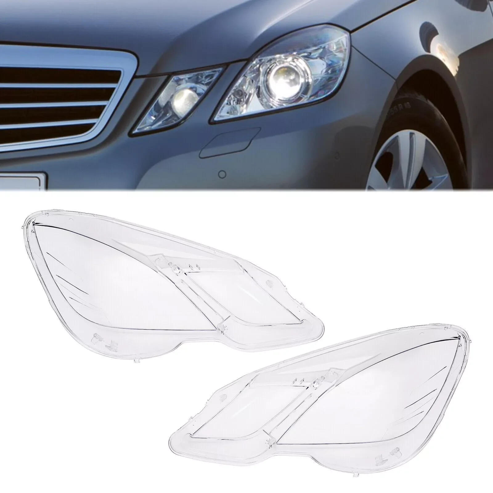 Headlight Lens Cover Lampshade Left&Right Side For 2009-2013 Mercedes-Benz W212 E350 E500 E63 A2128209661, A2128209561