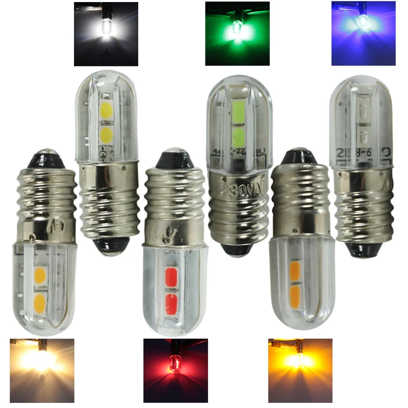 

Bombilla E10 Led Interior Bulb 6v 12v 24v 36v 48v 110v 220v Mini 1W Auto Indicator Warning Light Signal Energy Saving Lamp 6 V