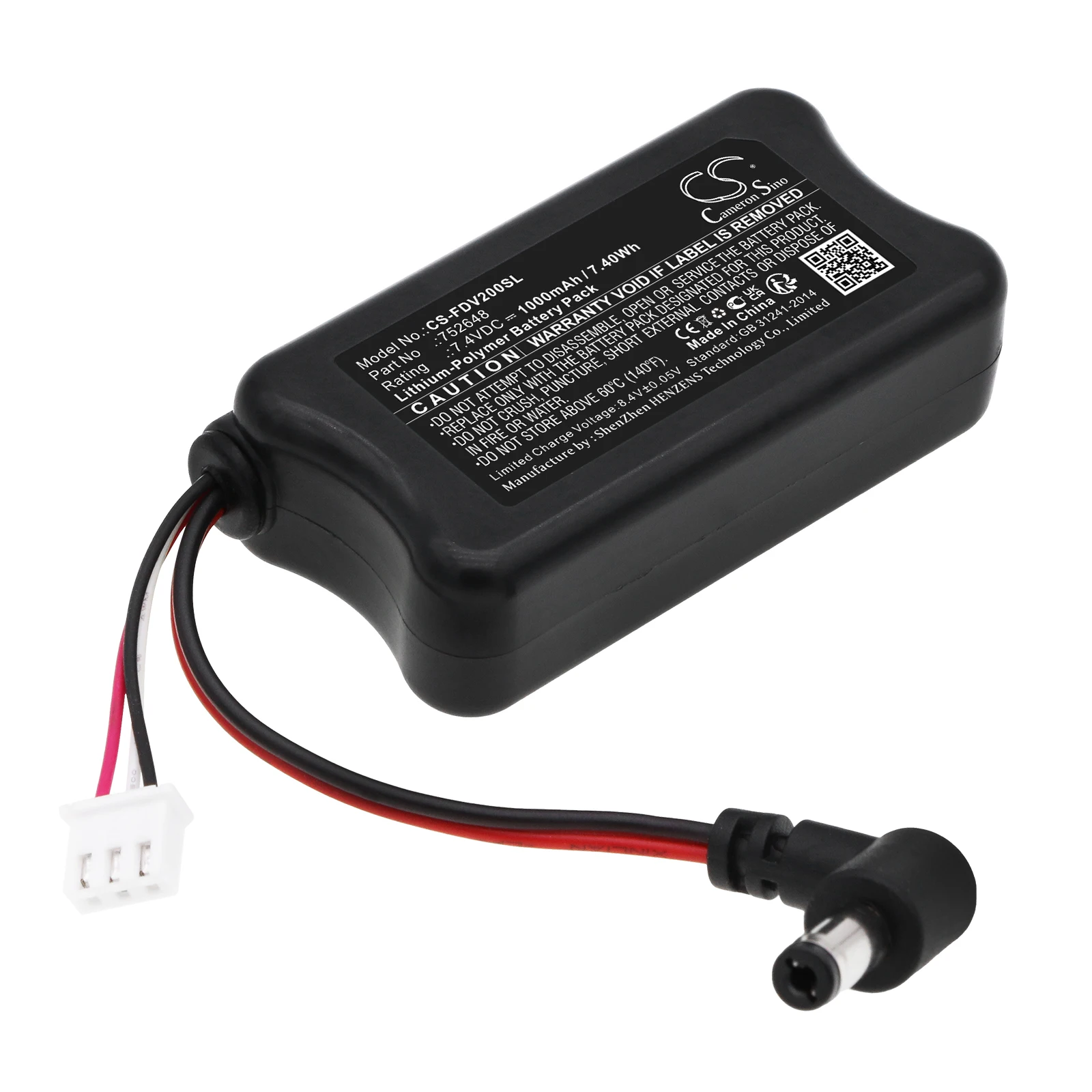 1000mAh / 7.40Wh VR Battery For Fatshark 752648 Dominator V2 HD HDO FPV Goggles Attitude V3 Predator Base RCV922 Capacity