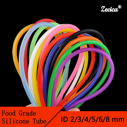Tubo de silicona ID 2/3/4/5/6/8mm, manguera de goma colorida, tubo de alta temperatura no tóxico de calidad alimentaria, conector de agua blanda, tubo de bebida