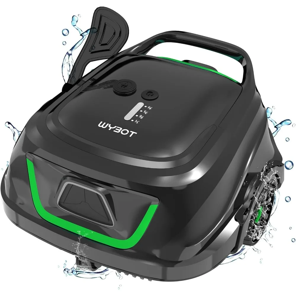 Aspirateur de piscine sans fil avec double livre, recharge rapide 120 h, idéal pour les piscines astronomiques au-dessus du sol, vert, dure 2.5 minutes