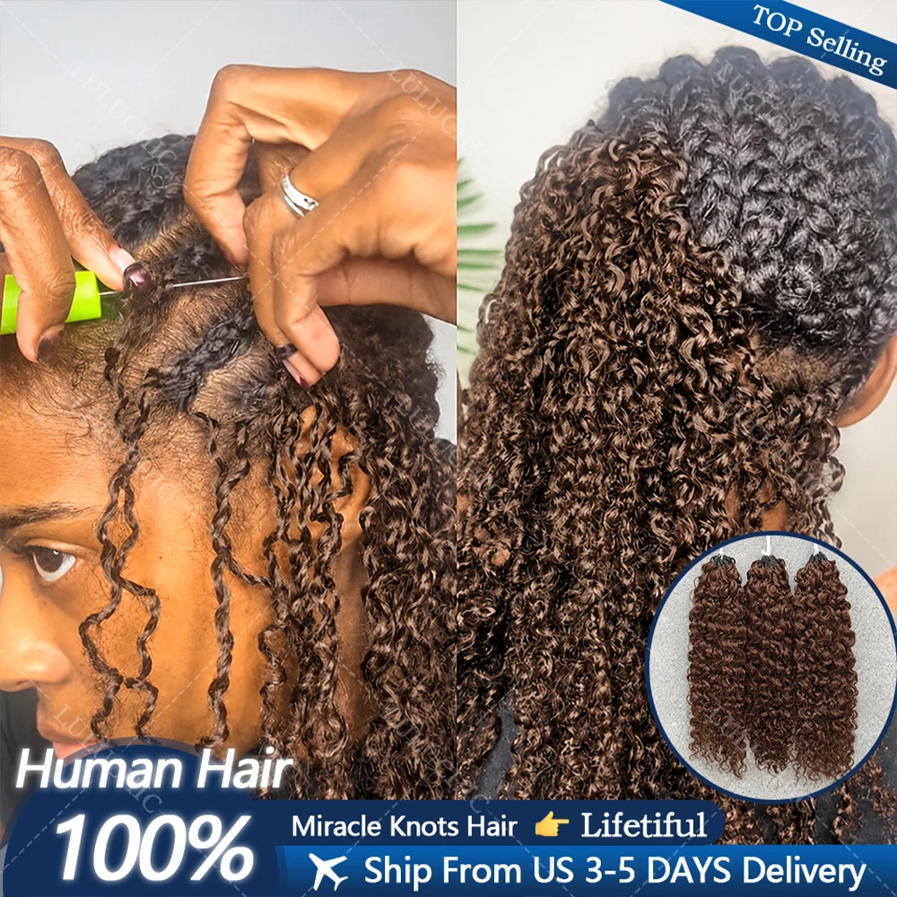 Afro Kinky Curly Crochet Human Hair Extensions Dark Brown Small Spirals Curly Feather Crochet Bundles 100% Human Hair For Braid